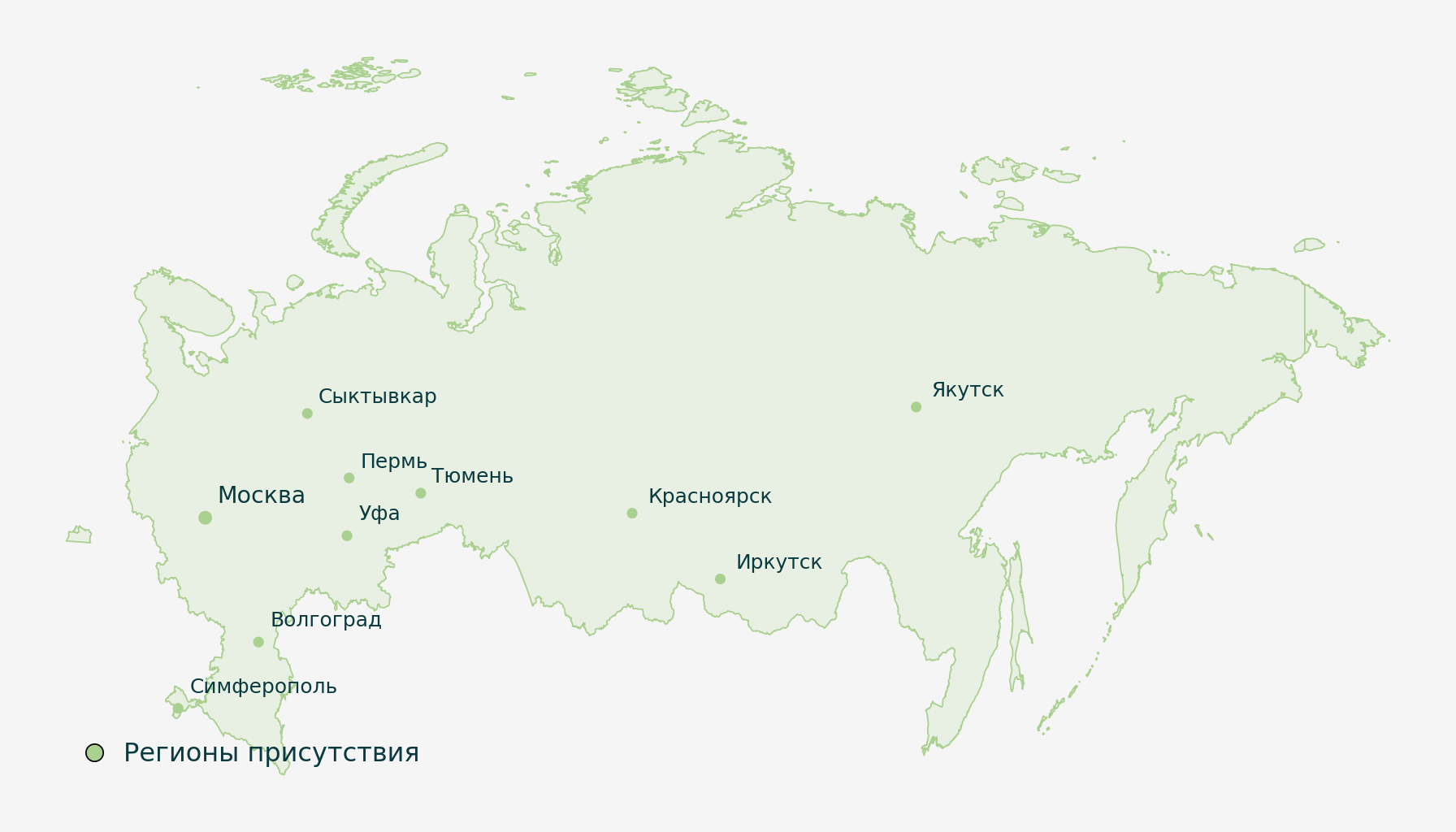 Карта России — регионы присутствия НИЭЦ